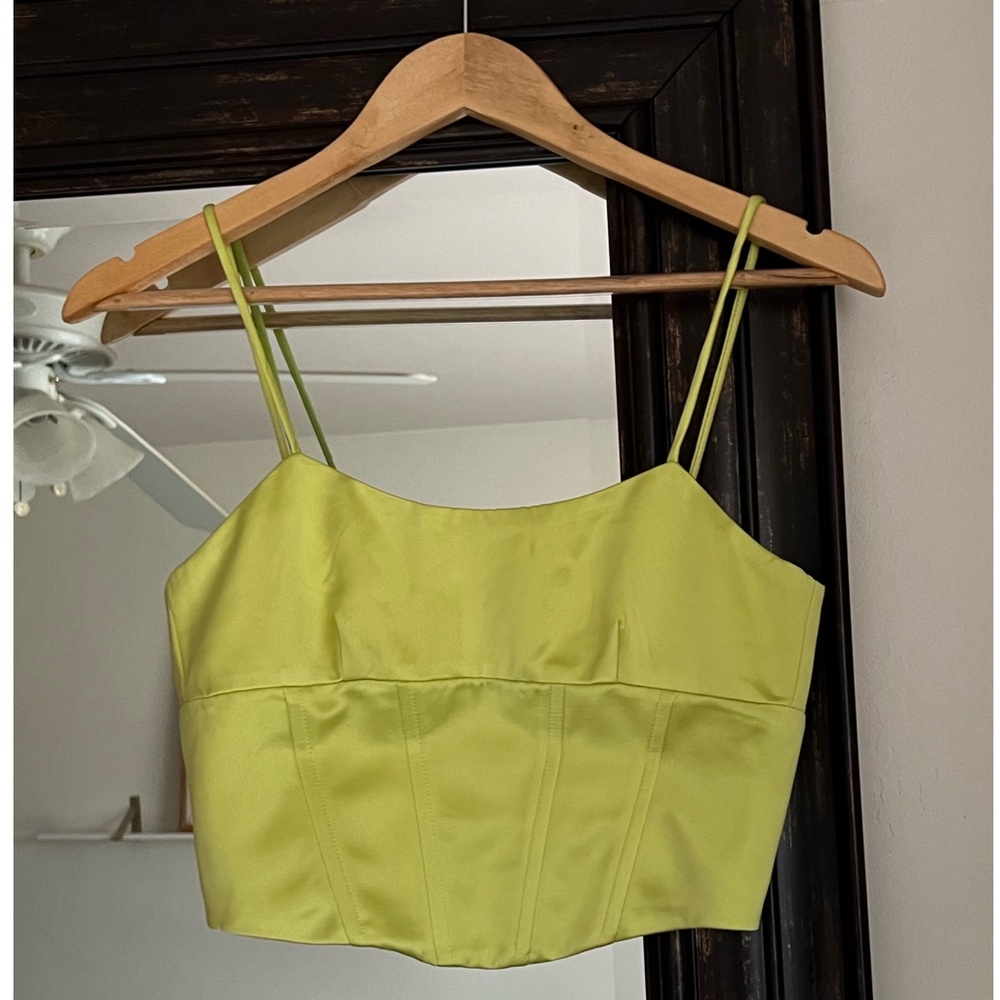 Jason Wu Corset Yellow Green Crop Top XS